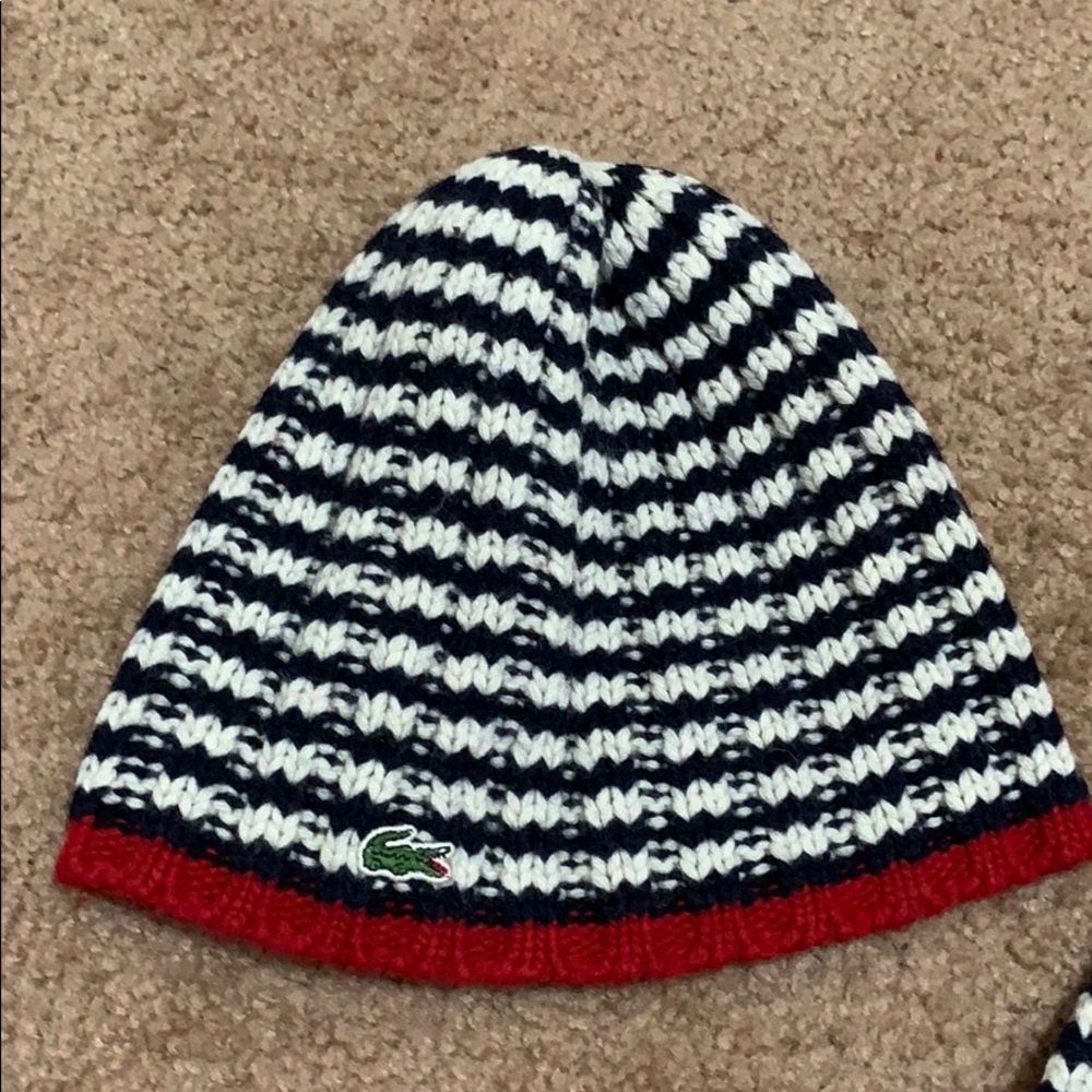 MENS LACOSTE HAT & SCARF SET NEW